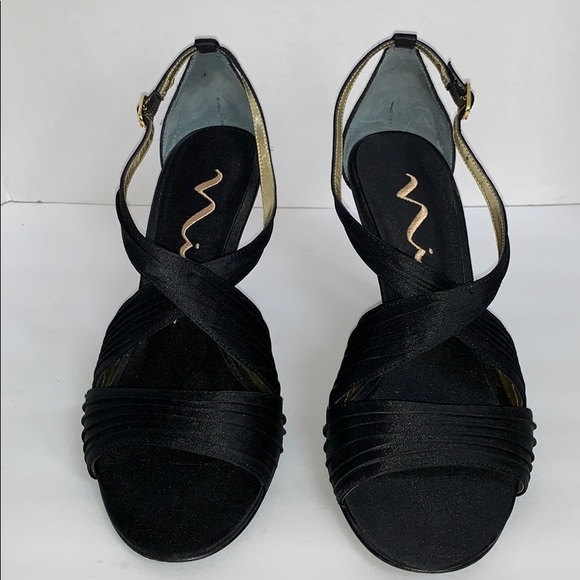 Mina Strappy Slingback Black Open Toe size 8.5 - Picture 8 of 11